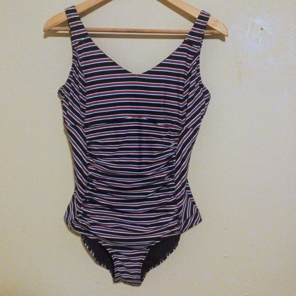 NipTuck Size 10 Striped Evelyn One Piece Swimsuit-Slimming-Lined-Underwire